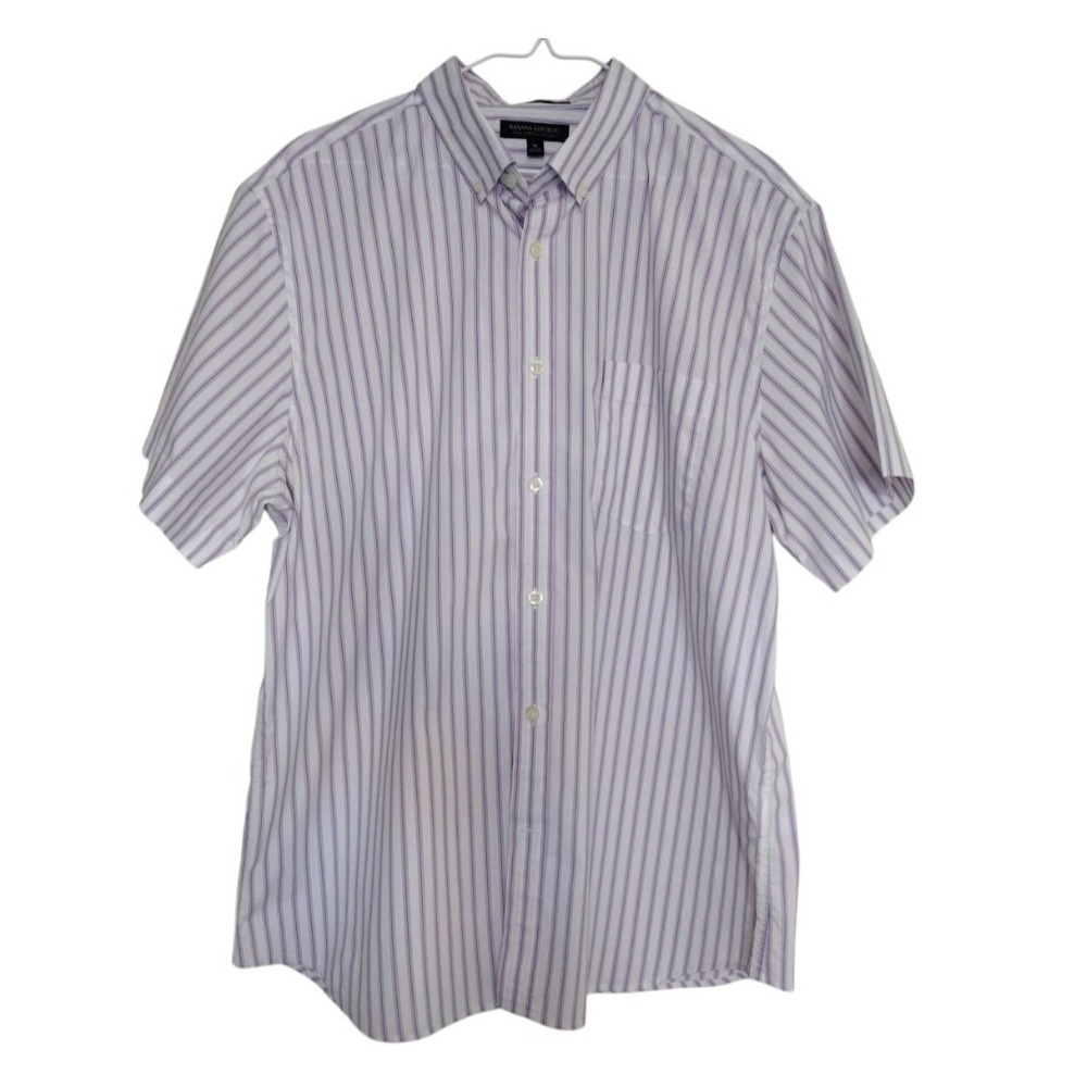 Banana Republic Button Down Shirt Mens XL Purple White Striped Slim Flex Fit‎